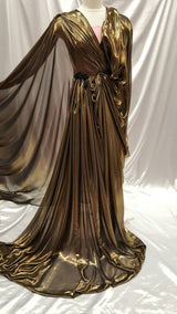Metallic Chiffon Silk Gold on Black