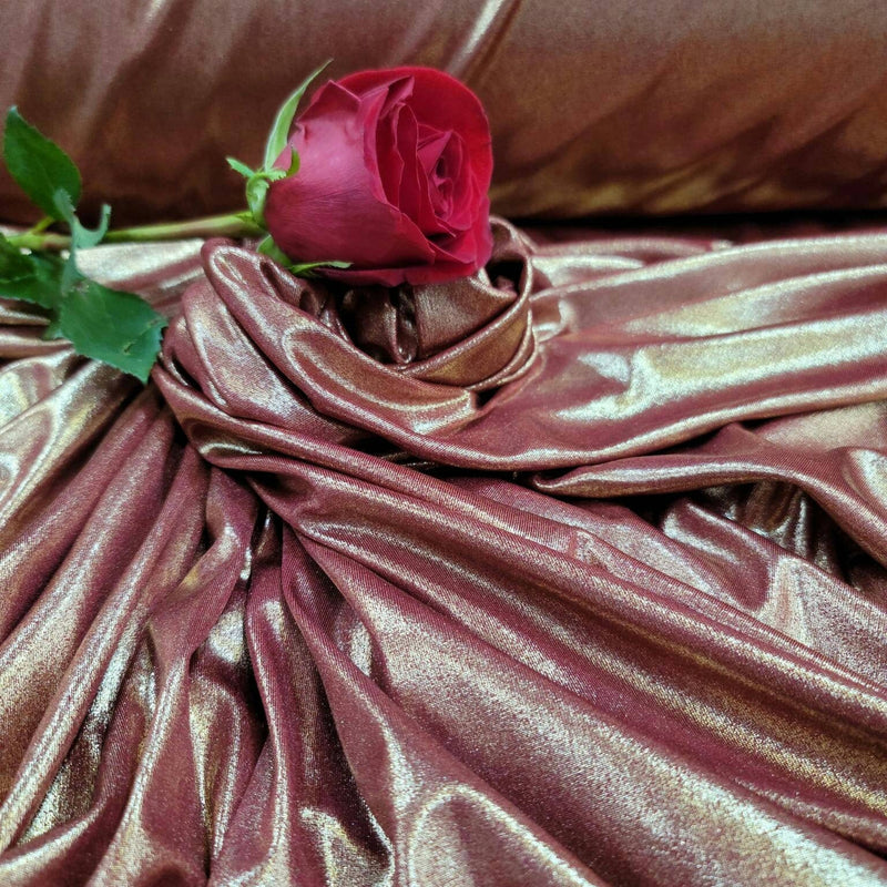 Stretch Fabric Burgundy Gold Sparkly Shimmer