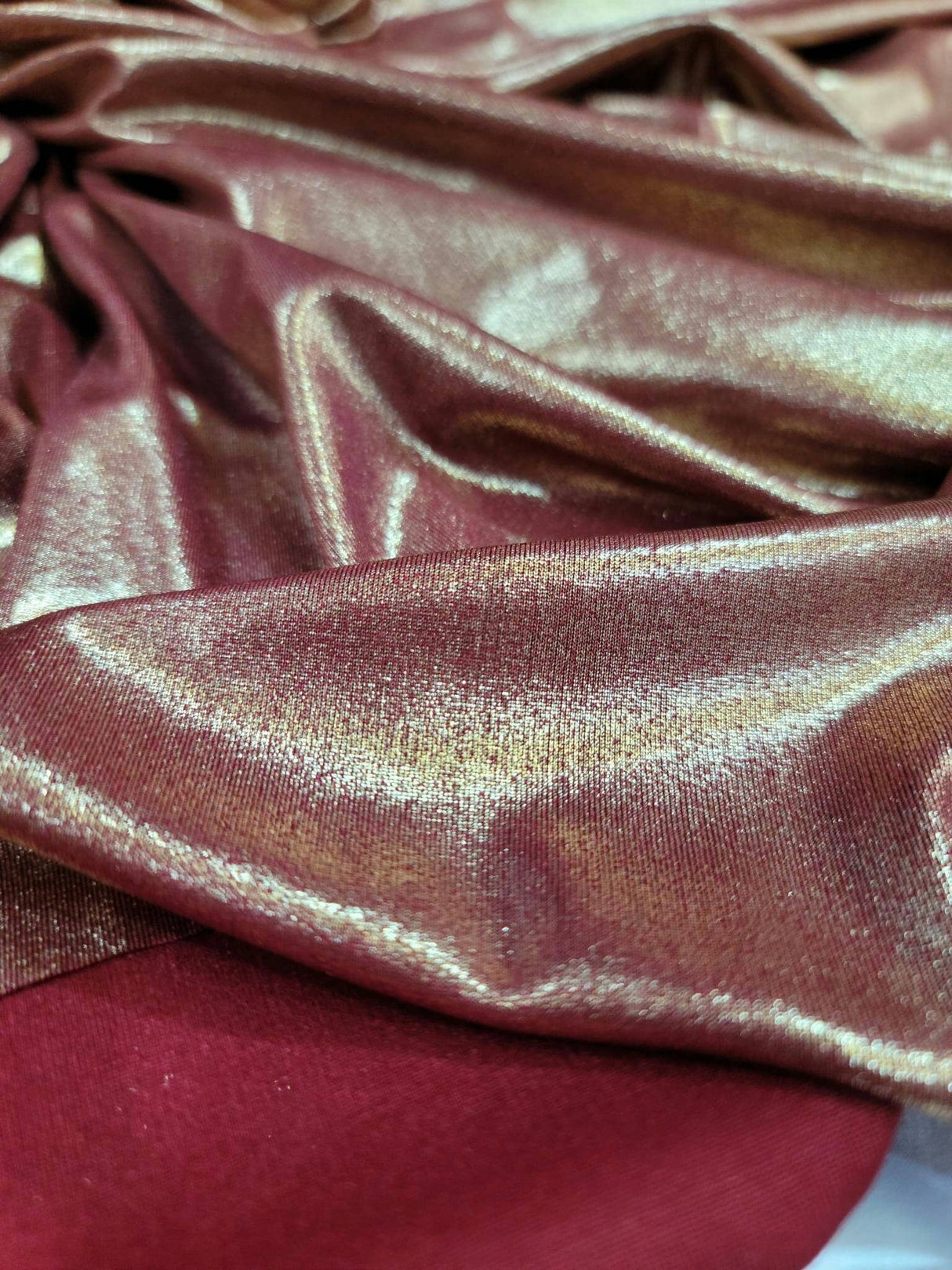 Stretch Fabric Burgundy Gold Sparkly Shimmer
