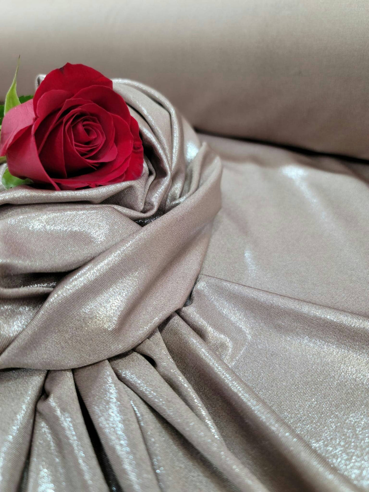Champagne Sparkly Stretch Fabric