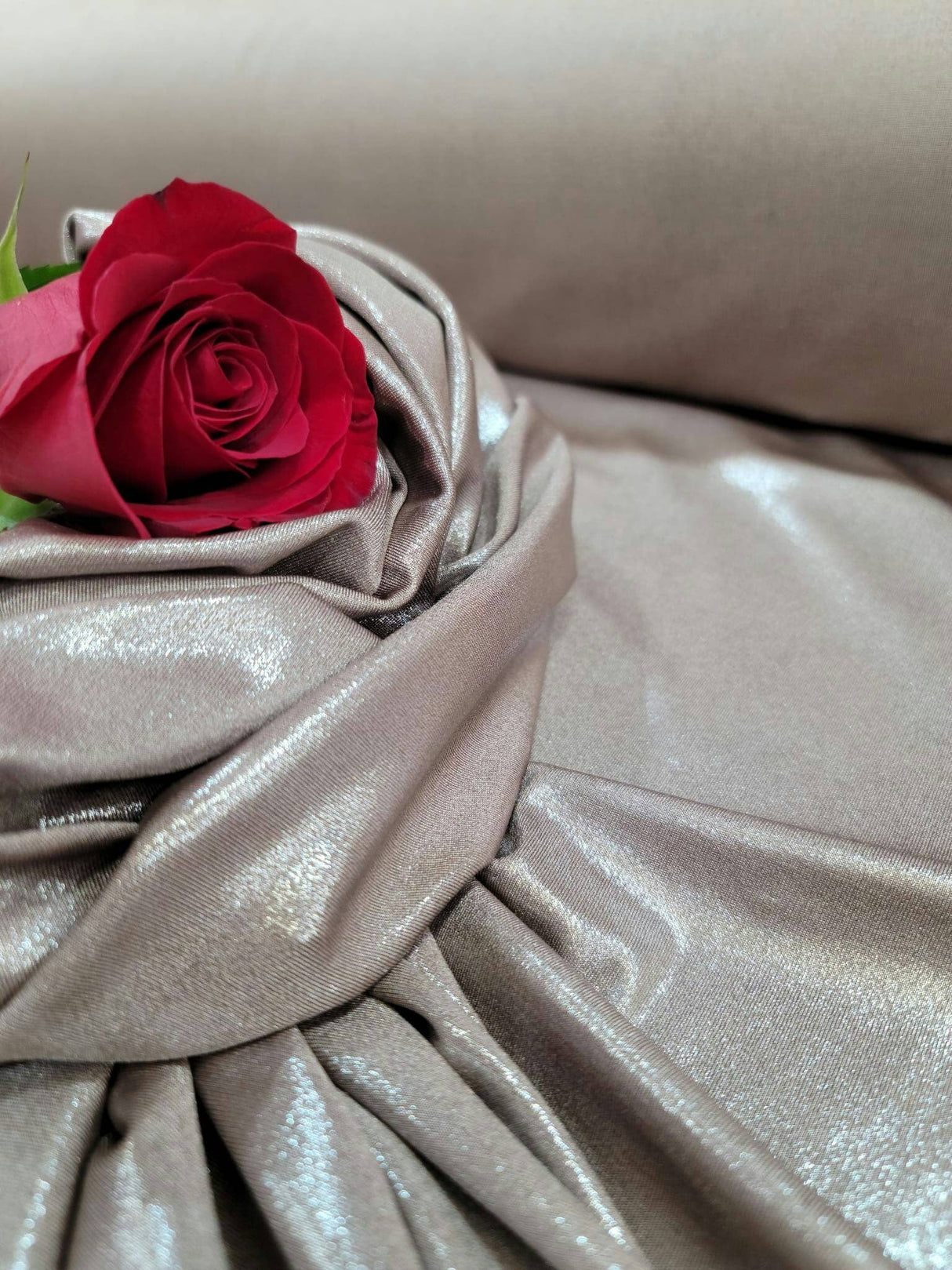 Champagne Sparkly Stretch Fabric