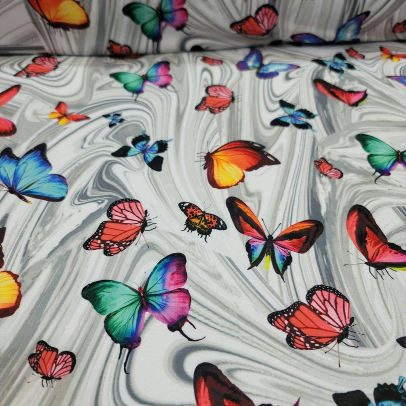 Stretch Rayon Spandex Butterfly Print Fabric