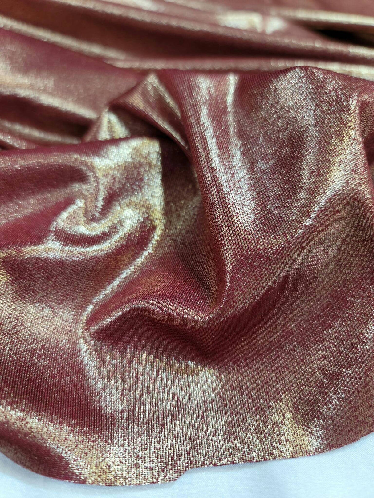 Stretch Fabric Burgundy Gold Sparkly Shimmer