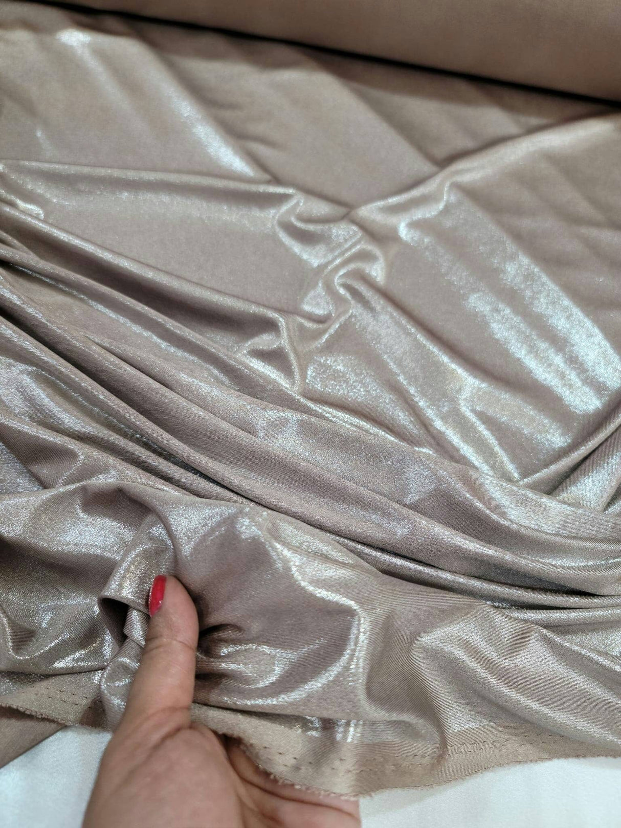 Champagne Sparkly Stretch Fabric