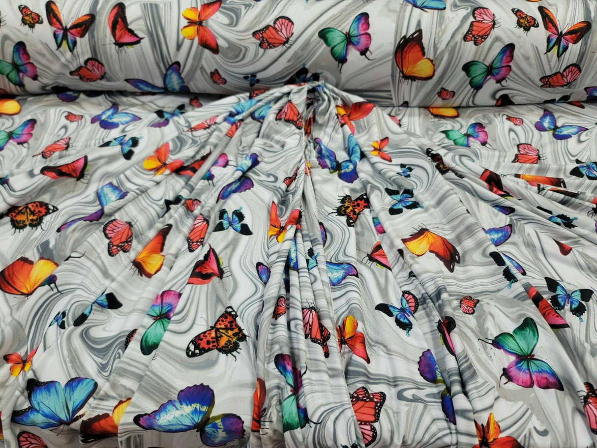 Stretch Rayon Spandex Butterfly Print Fabric