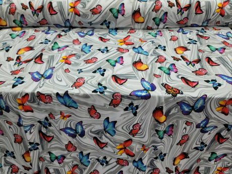 Stretch Rayon Spandex Butterfly Print Fabric