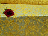 Embroidered Lace Guipure Floral Sequin Mesh Yellow