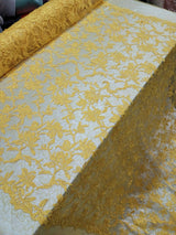 Embroidered Lace Guipure Floral Sequin Mesh Yellow
