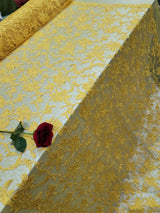 Embroidered Lace Guipure Floral Sequin Mesh Yellow