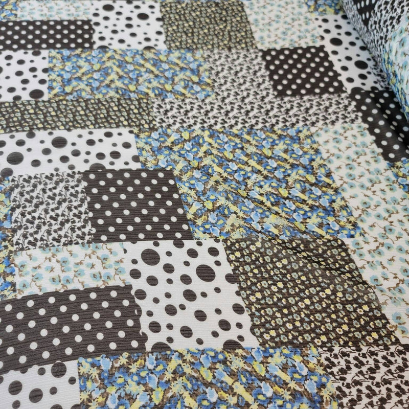 Floral Chiffon Blue Black