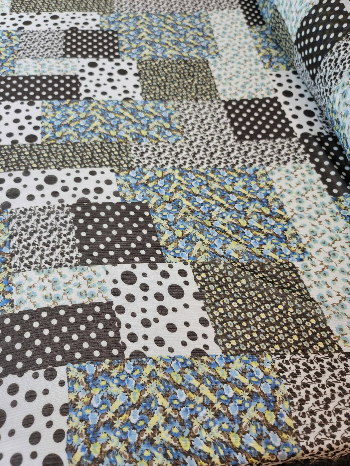 Floral Chiffon Blue Black