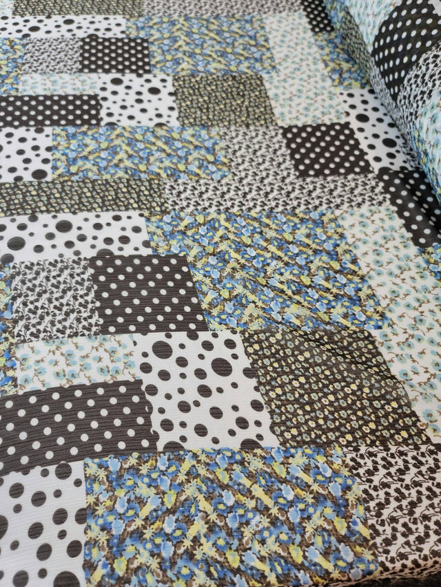 Floral Chiffon Blue Black
