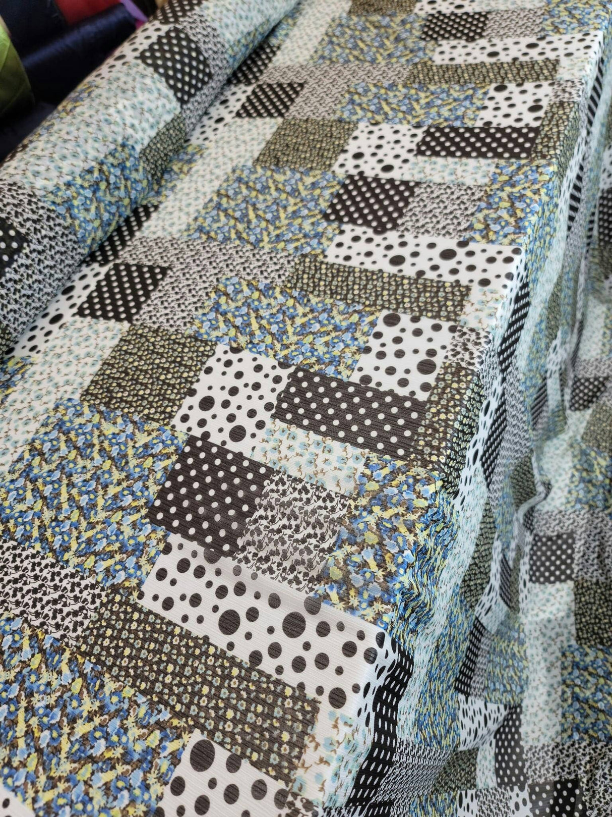 Floral Chiffon Blue Black