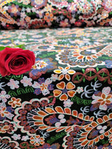 Sequin Embroidery Lace on Black Velvet