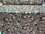 Embroidered Floral Sequin Lace on Black Velvet