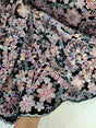 Embroidered Floral Sequin Lace on Black Velvet