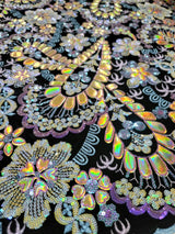 Stretch Velvet Multicolor Sequin Embroidery Lace