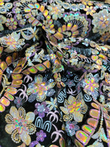 Stretch Velvet Multicolor Sequin Embroidery Lace