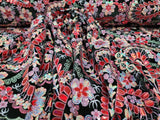 Stretch Velvet Red Iridescent Sequin Floral Fabric