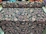 Embroidered Floral Sequin Lace on Black Velvet