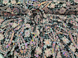 Embroidered Floral Sequin Lace on Black Velvet