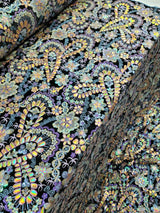 Stretch Velvet Multicolor Sequin Embroidery Lace