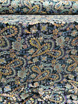 Stretch Velvet Multicolor Sequin Embroidery Lace