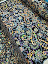 Stretch Velvet Multicolor Sequin Embroidery Lace