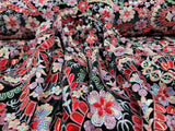 Stretch Velvet Red Iridescent Sequin Floral Fabric
