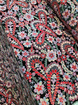 Stretch Velvet Red Iridescent Sequin Floral Fabric