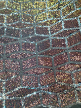 Sequin Embroidered 4 Way Stretch Mesh Rose Gold and Green