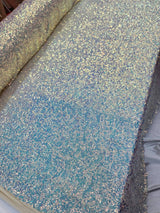 Sequin Iridescent Stretch Mesh Light Yellow
