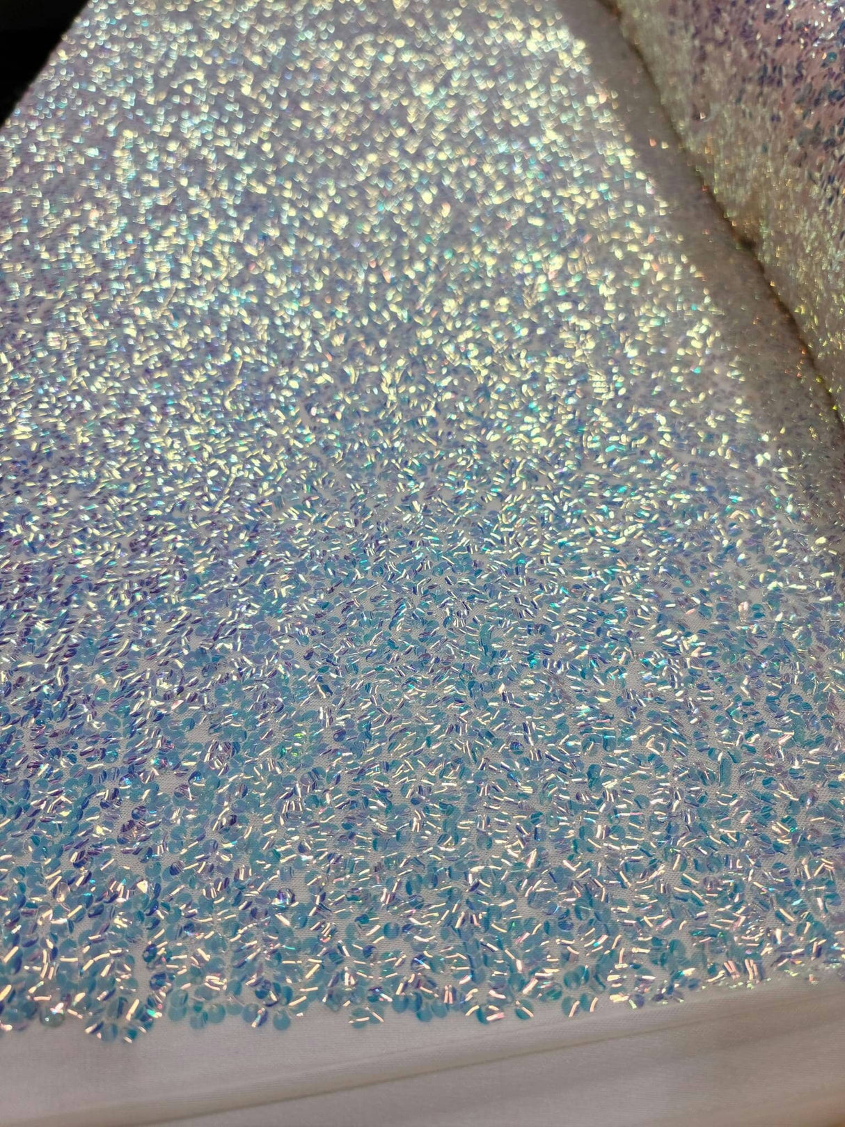 Sequin Iridescent Stretch Mesh Light Yellow