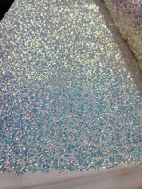 Sequin Iridescent Stretch Mesh Light Yellow