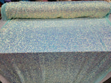 Sequin Iridescent Embroidery 4-Way Stretch Mesh Fabric Mint