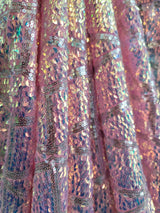 Pink Iridescent Sequin Mesh Fabric