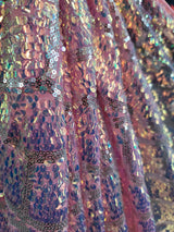 Pink Iridescent Sequin Mesh Fabric