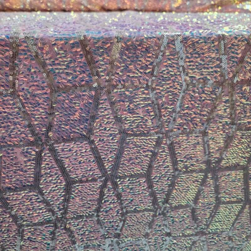 Pink Iridescent Sequin Mesh Fabric