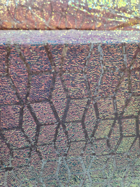 Pink Iridescent Sequin Mesh Fabric
