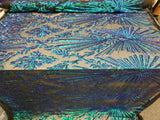 Sequin Lace Fabric Green Peacock Iridescent
