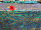Sequin Lace Fabric Green Peacock Iridescent