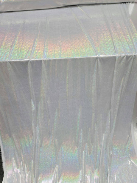 Iridescent Silver Glitter Polyester Fabric