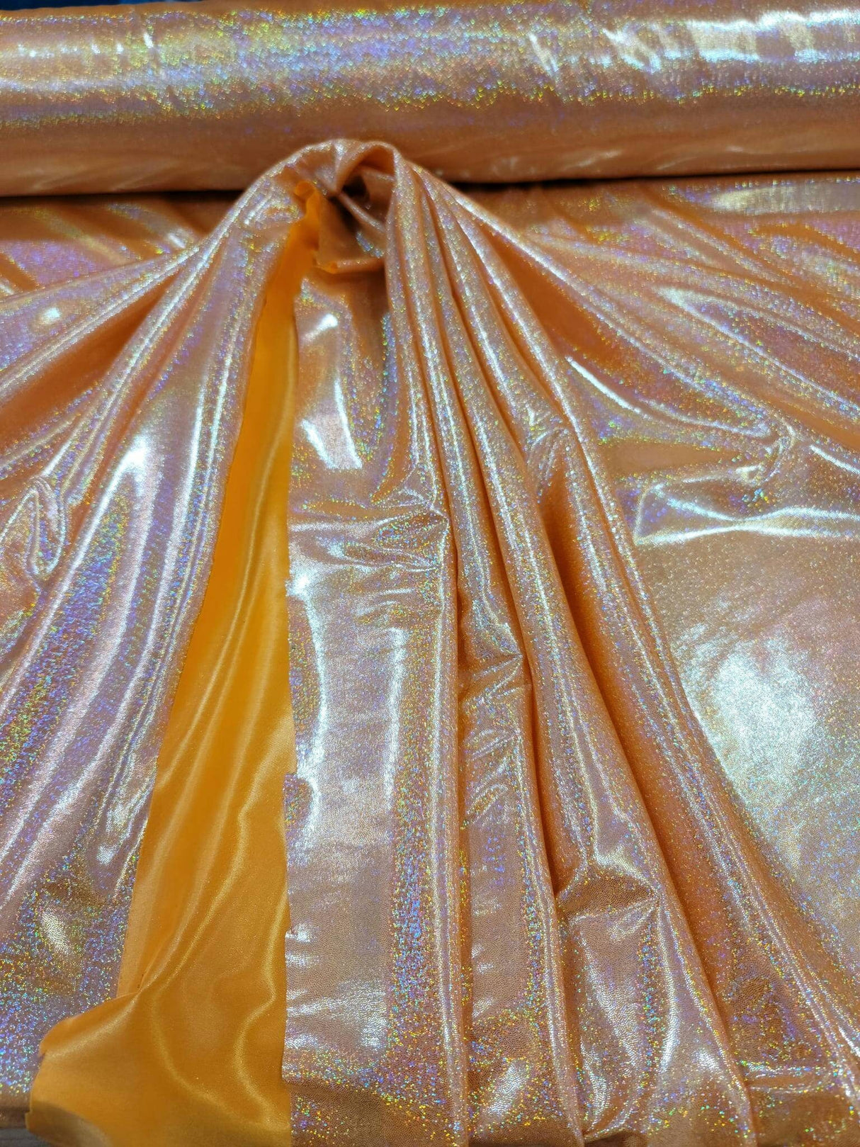 Orange Sparkly Lame Foil Fabric