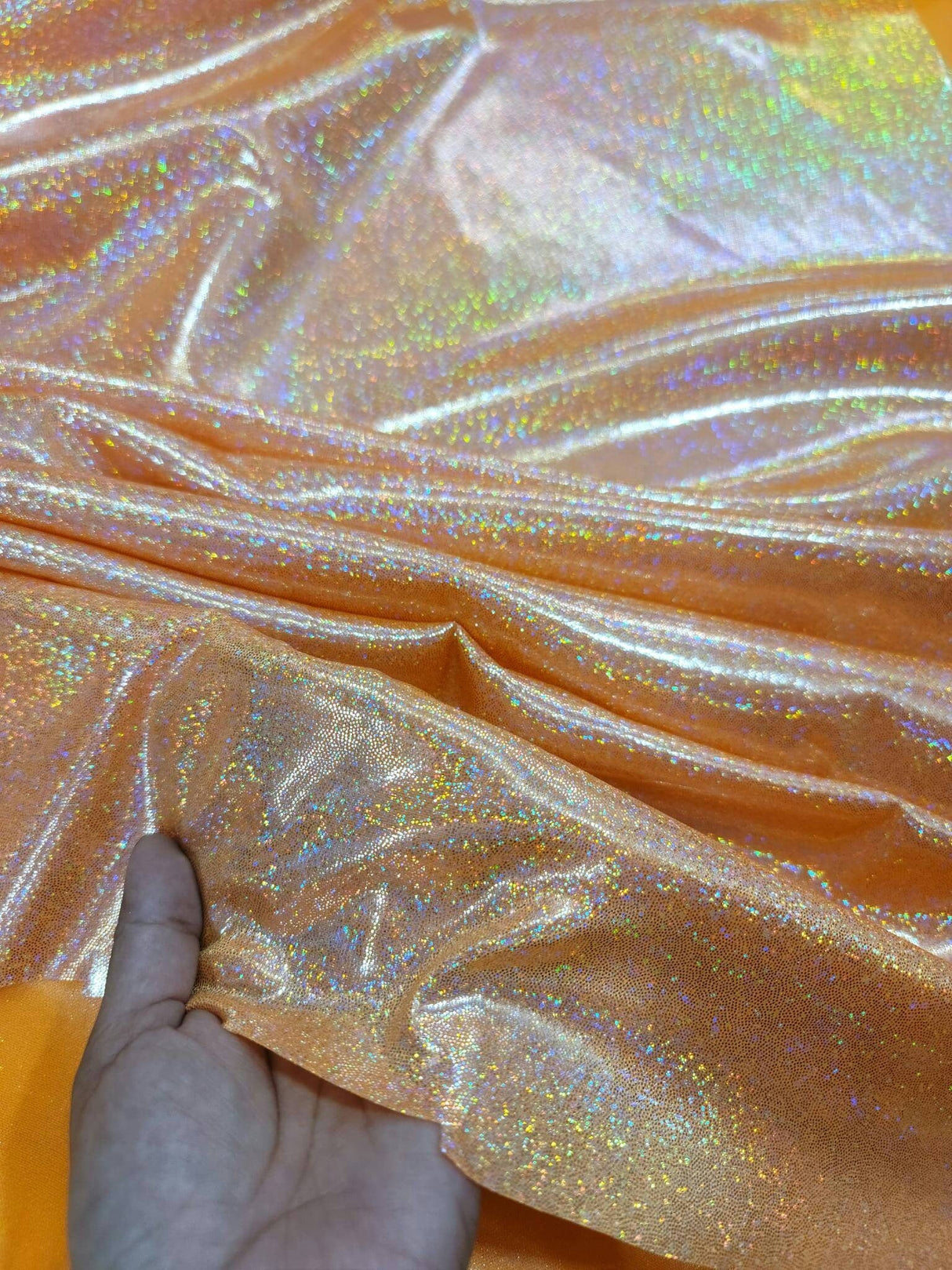 Orange Sparkly Lame Foil Fabric