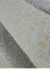 Clear Sequin Guipure Lace White