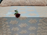 Beaded Lace Floral Embroidered Mesh Fabric Blush