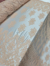 Beaded Lace Floral Embroidered Mesh Fabric Blush