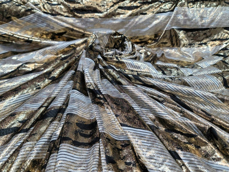 Gold Sparkly Metallic Stretch Spandex Fabric
