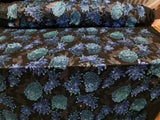 Sequin Lace Black with Blue Teal Flowers