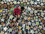 Stretch Velvet Rose Gold Stars on Black